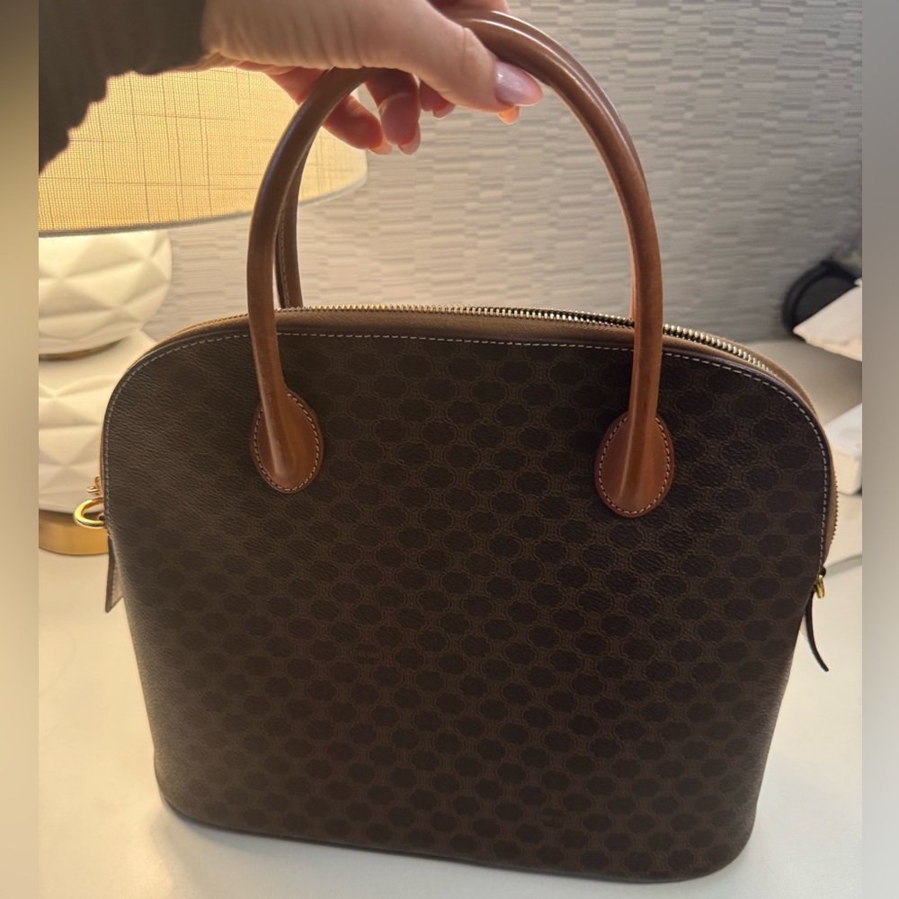 Celine Macadam Elegant Brown Designer top handle Handbag
